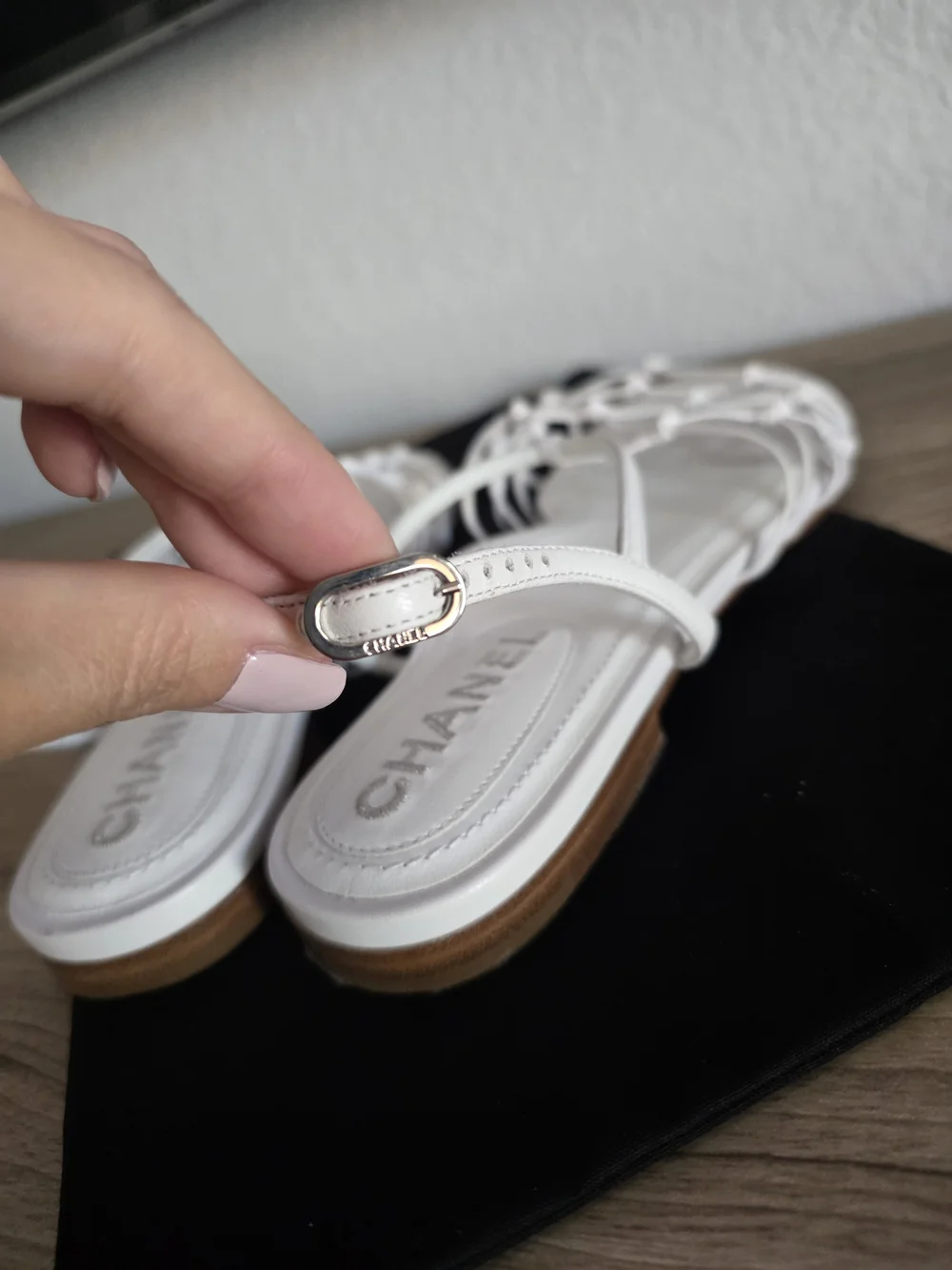 Chanel Strappy Sandals Size 37.5 Us Size 7